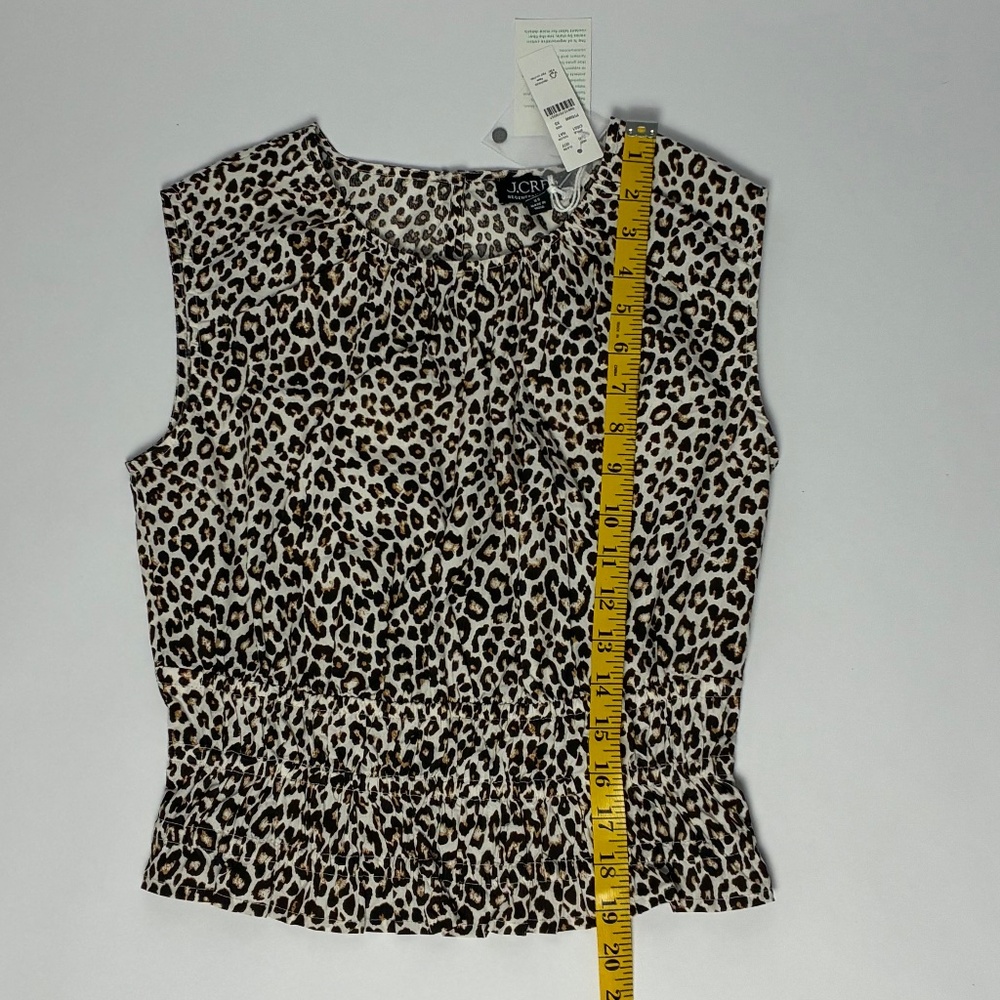 J.Crew Leopard Print Smocked Peplum Top XS NWT – Regenerative Cotton - Picture 6 of 11